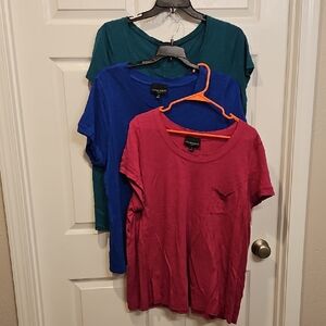 Everyday Crew Neck Tee Trio - Teal, Royal Blue, Berry
